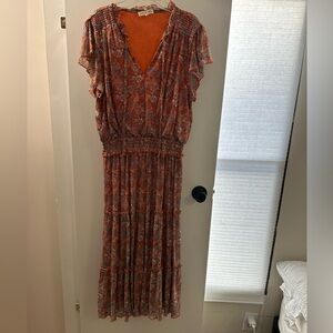 Elegant Floral Maxi Dress in Orange